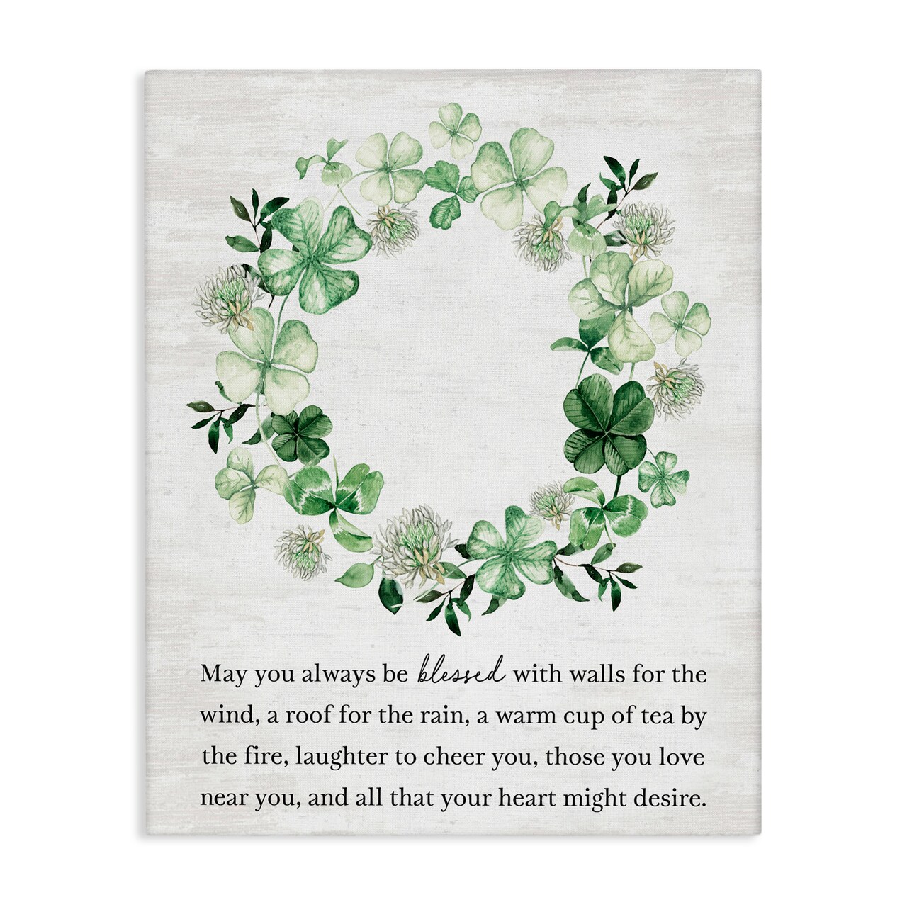 Stupell Industries Blessed Irish Clover Wreath Canvas Wall Art, design by Lettered and Lined